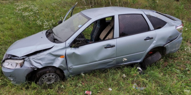 В Омской области водитель автомобиля «Лада Гранта» вылетел с трассы в кювет и погиб